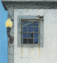 Traditional Town House with Old Lamp